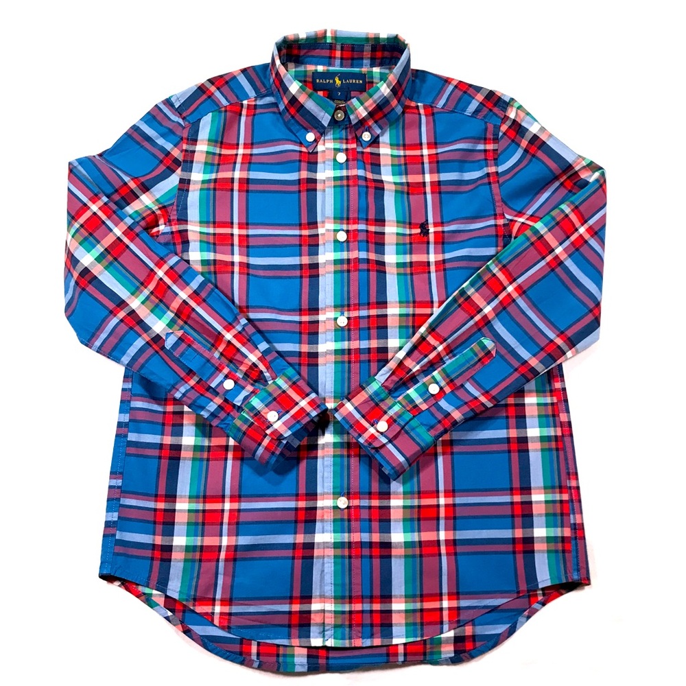 Plaid Cotton Poplin Shirt | Polo by Ralph Lauren | Size 7